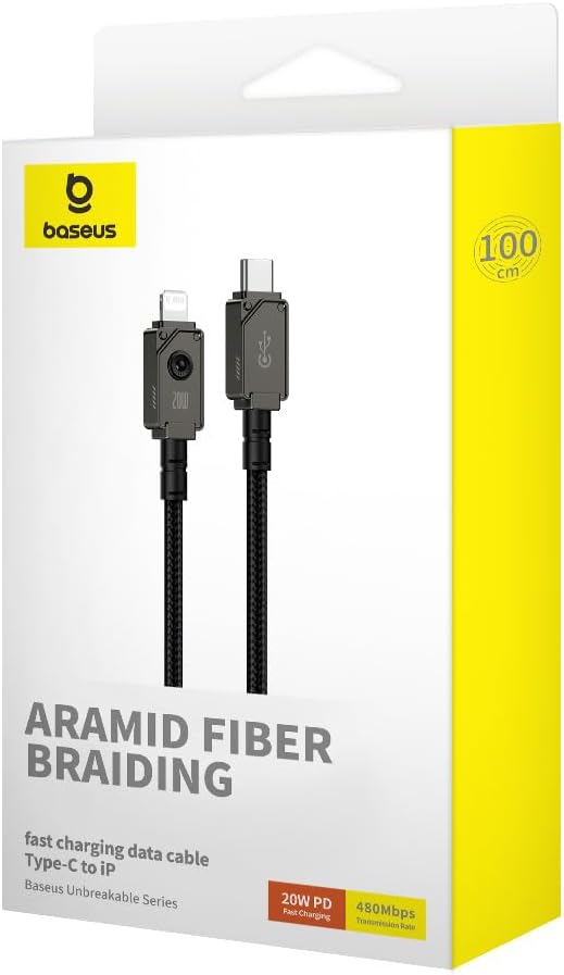 Baseus Unbreakable USB-C to Lightning Cable 20W — 1m — Black