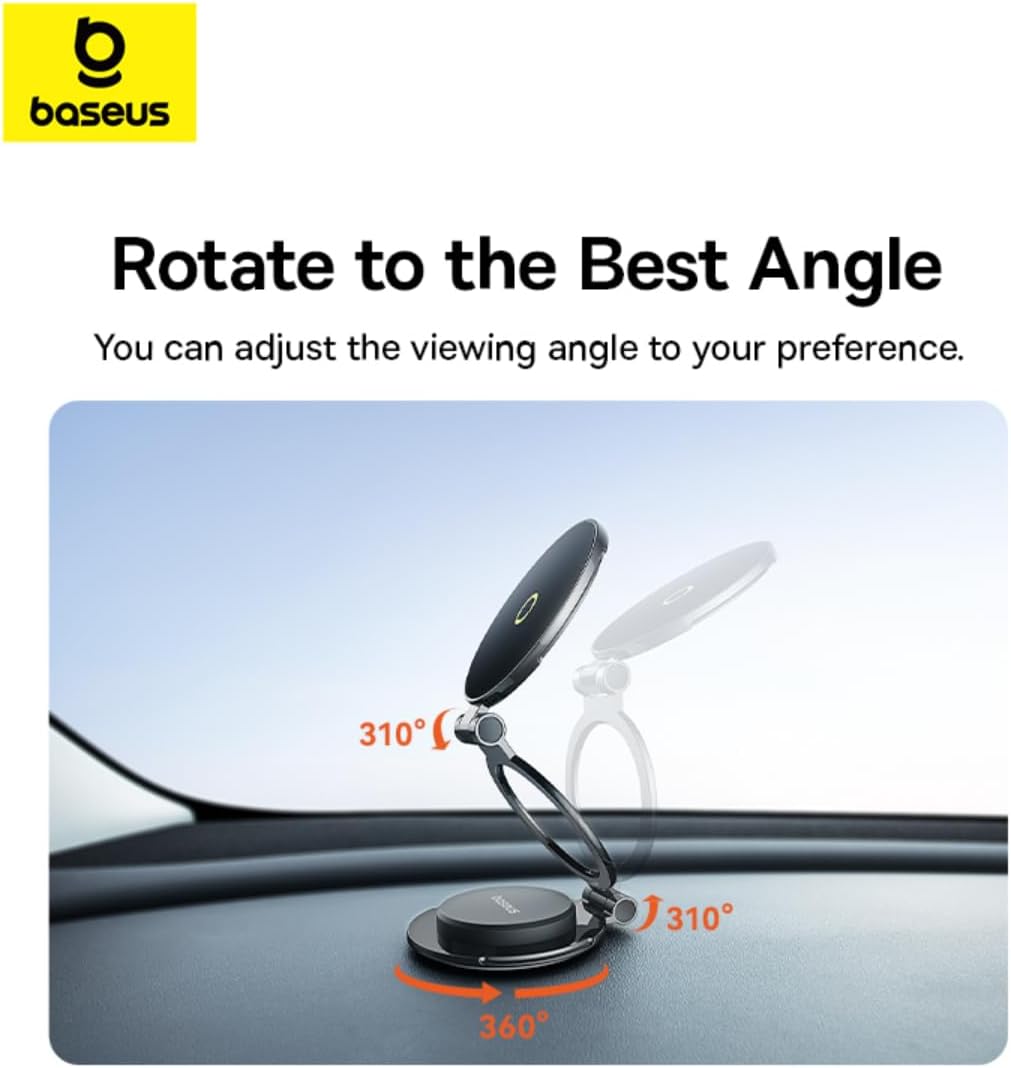 Baseus MagPro Magnetic Car Phone Holder | Powerful MagSafe-Compatible Car Mount — 360°-Foldable-MagPro — Black