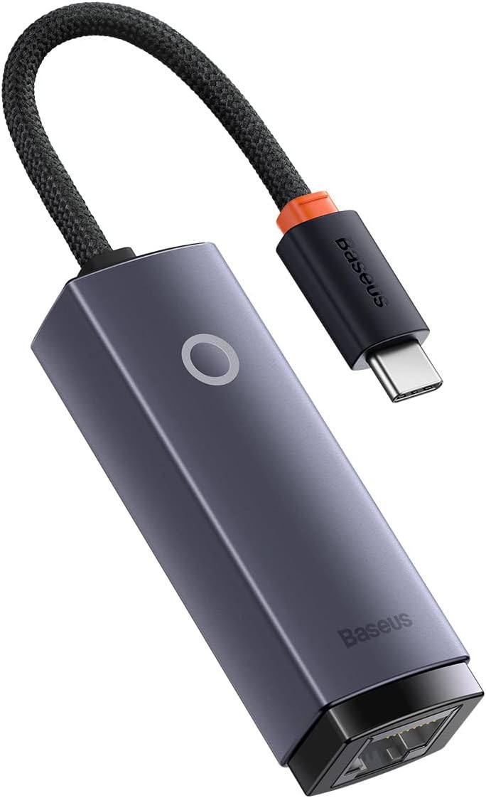Baseus Lite Series USB C to RJ45 Ethernet Adapter, 1000Mbps Gigabit LAN Adapter, Type-C to Ethernet Network Converter — Grey