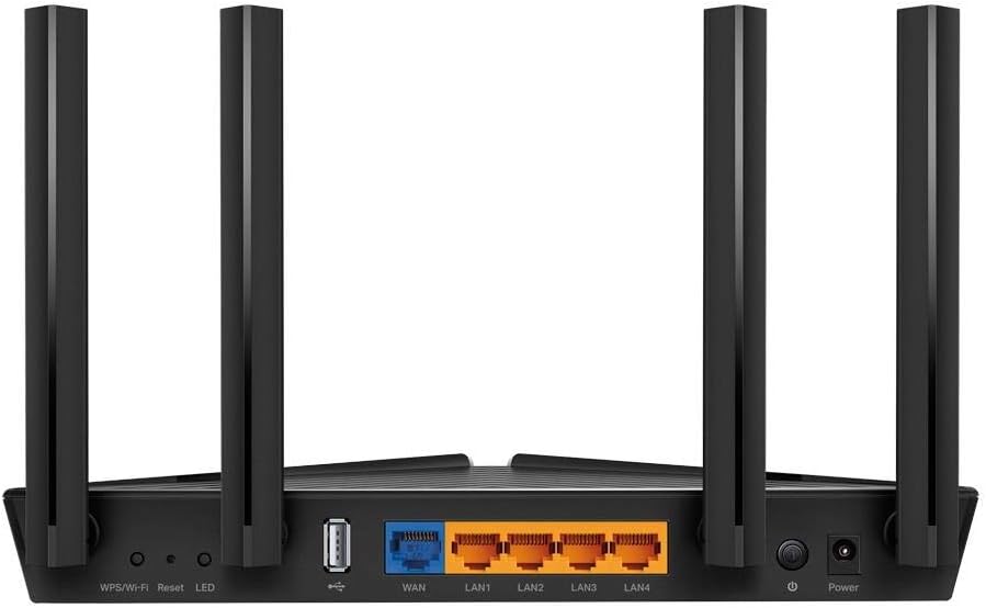 TP-Link TP Link WiFi 6 AX1800 Smart WiFi Router Archer AX20 Dual Band Gigabit Router, USB Port, WPA3 Cyber Security, Parental Controls, Long Range Coverage, Easy Setup, Black