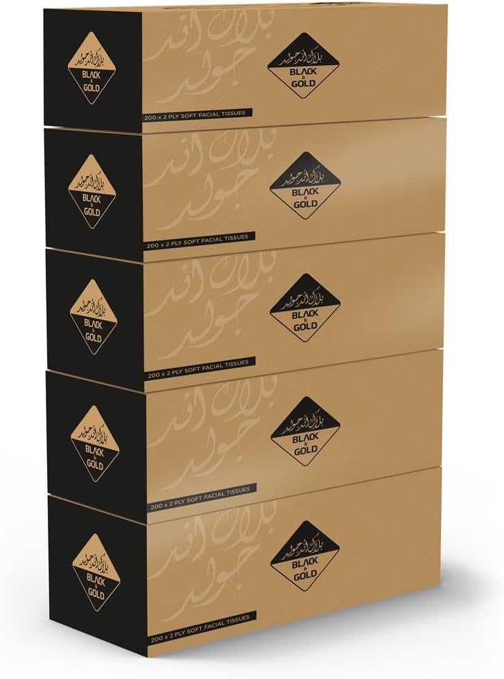 Nice Touch Facial Tissue Black & Gold 200 Sheets 10 Pcs + Facial Tissue Black & Gold 200 Sheets Poly 5 Pcs — additional view 2