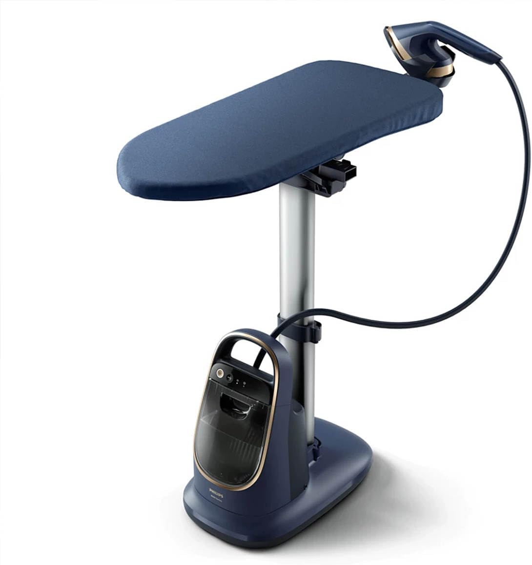 Philips All-in-One Ironing Solution 8500 Series, 2000W, 90g/min Continuous Steam, Detachable 1.2L Water Tank, 2 Steam Settings, Tilting StyleBoard & Integrated Wheels - Deep Azur/Gold - AIS8530/26 — Deep Azur / Gold