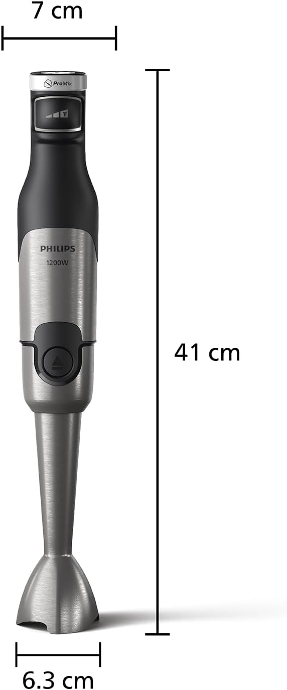 Philips Hand Blender 1200W, With XL Chopper, Spiralizer & Whisk, 3 Speeds — Black