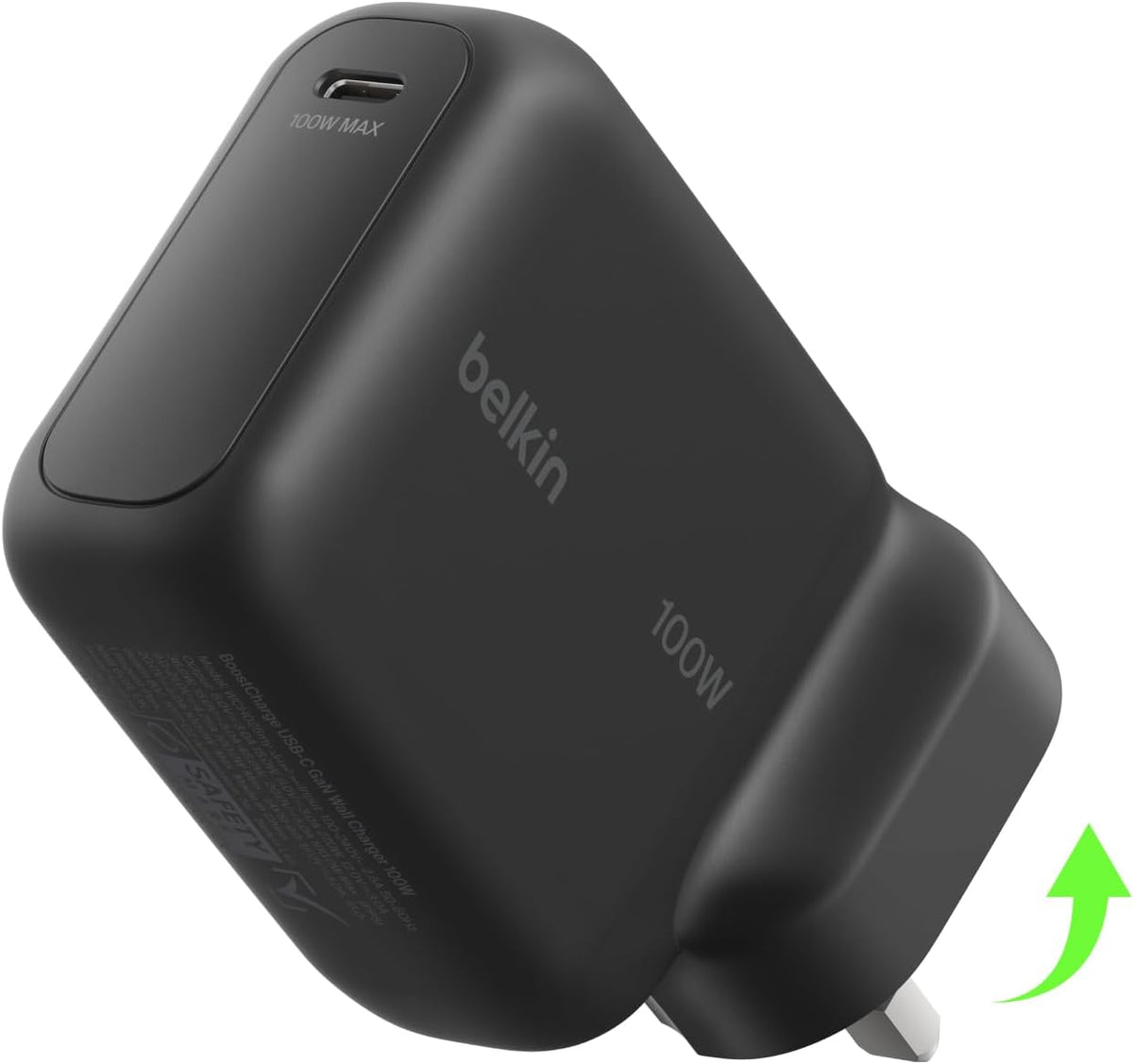 Belkin BoostCharge USB C Plug Charger 100W, GaN Compact and Foldable Plug Charger, Fast Charging for iPhone 17, Samsung Galaxy S26, Pixel 10, AirPods, Tablet, MacBook, Chromebook - Black