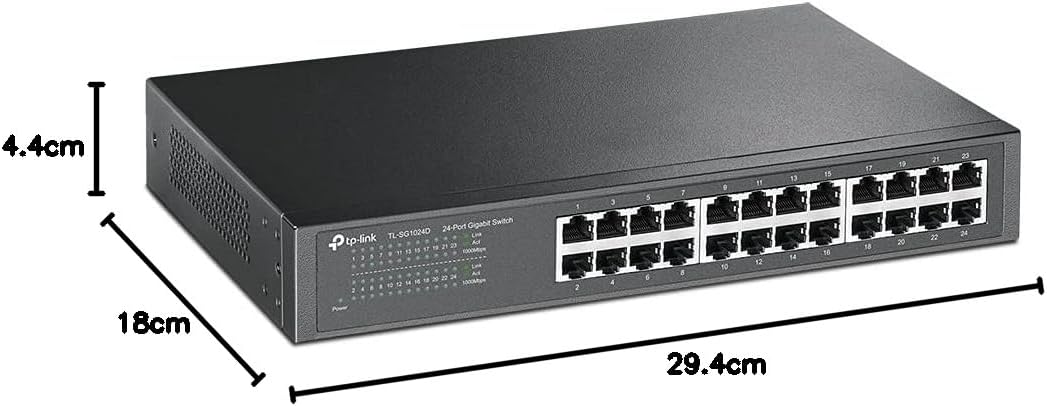 TP-Link 24-Port Gigabit Ethernet Switch, Rack-Mount/Desktop, Steel Case(TL-SG1024D)
