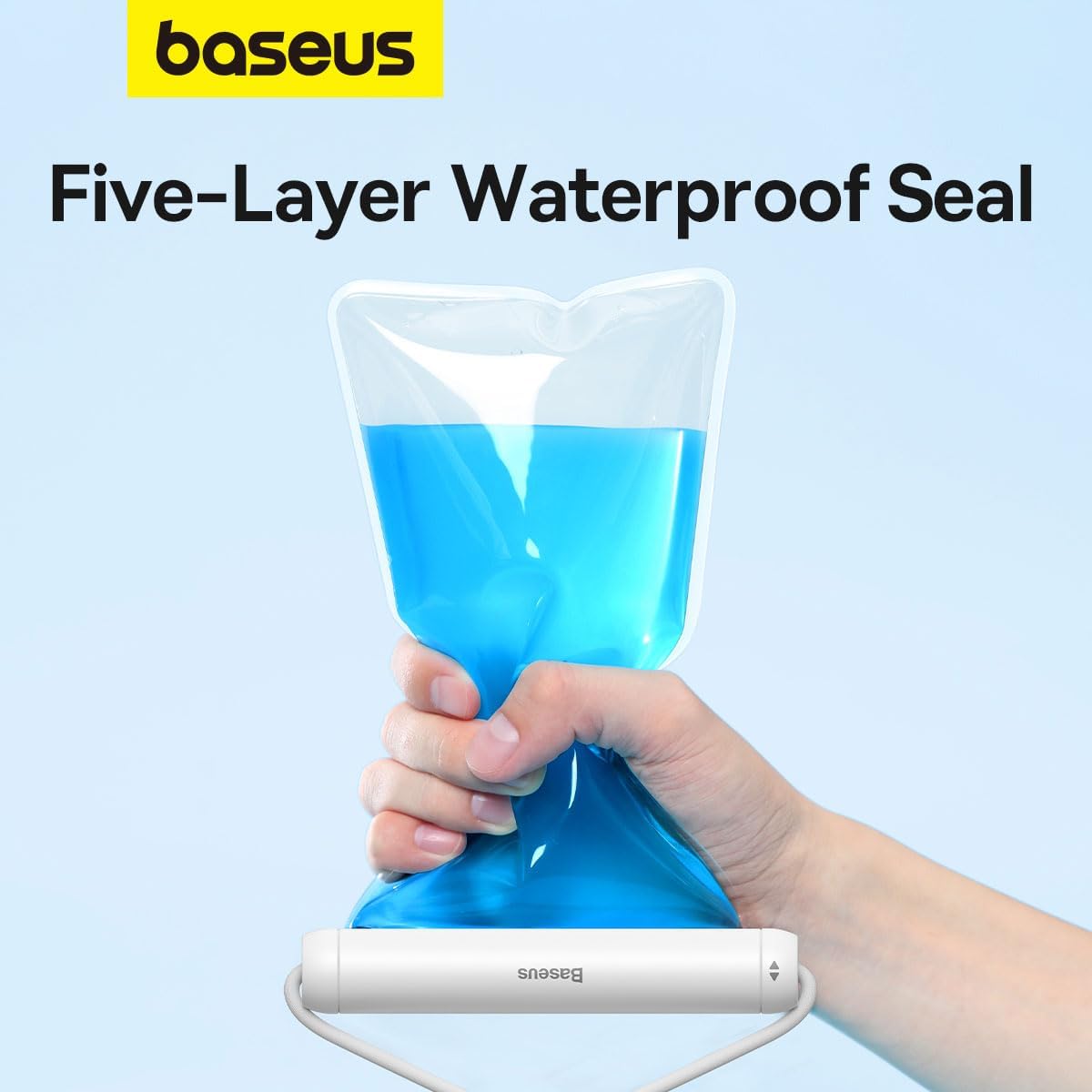 Baseus Waterproof Phone Pouch, AquaGlide IPX8 Waterproof Protection Dry Bag with Neck and Wrist Strip — Cylinder Lock (AG) — White