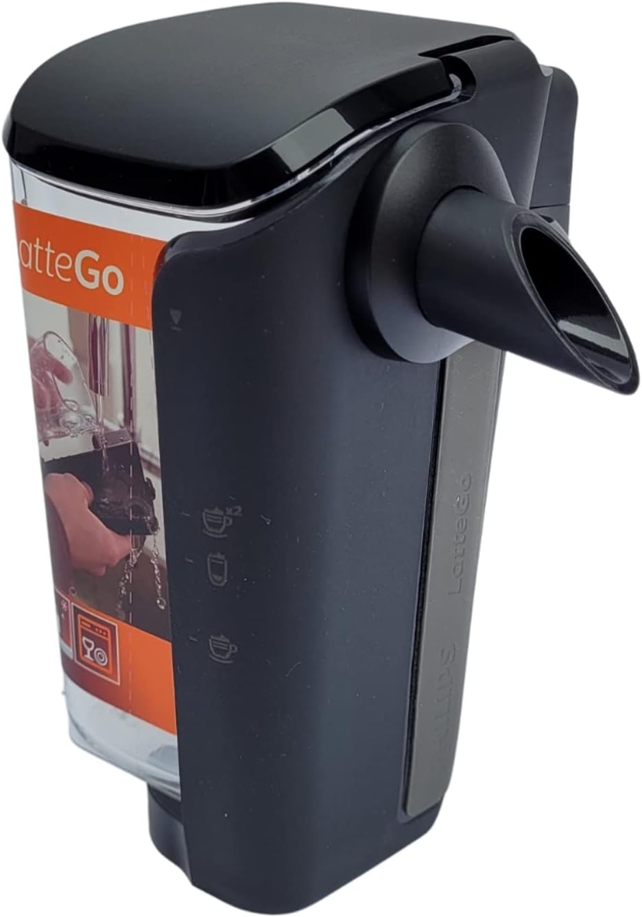 Philips Milk Container (Version C) for LatteGo Coffee Maker, Black, Silver, Transparent — Black, silver, transparent