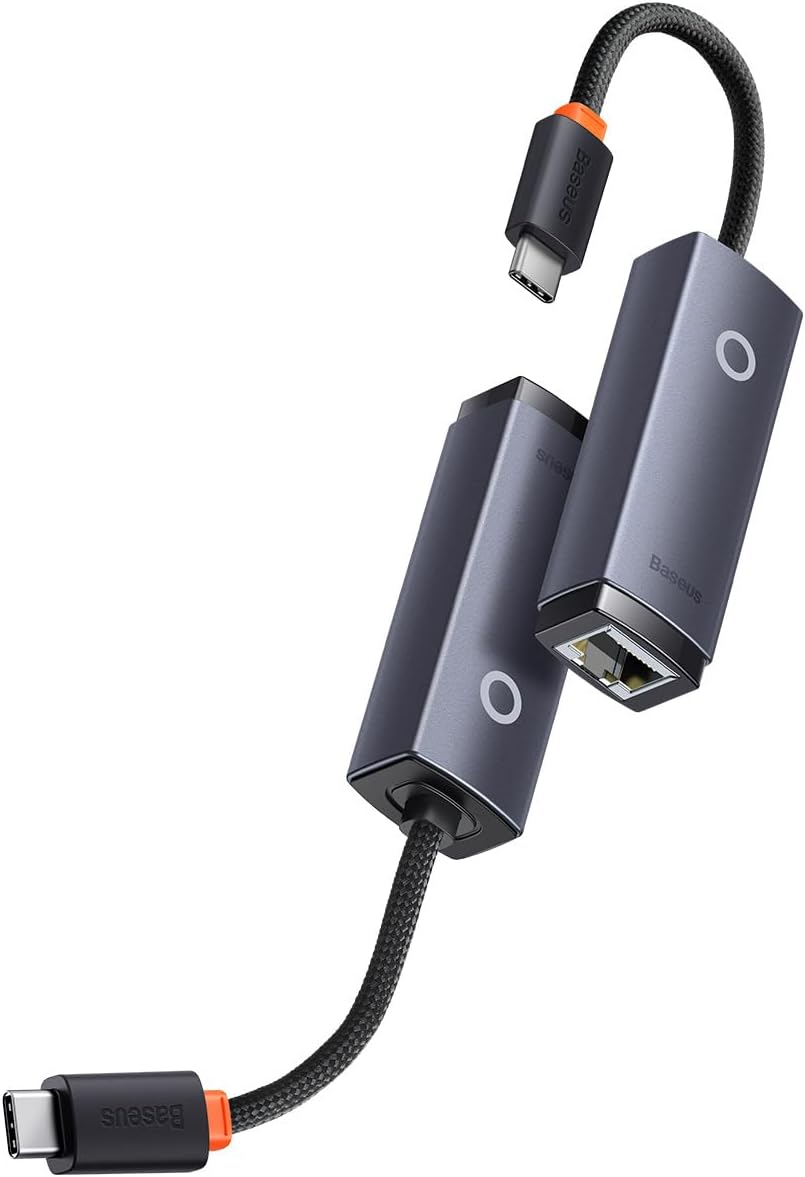 Baseus Lite Series USB C to RJ45 Ethernet Adapter, 1000Mbps Gigabit LAN Adapter, Type-C to Ethernet Network Converter — Grey