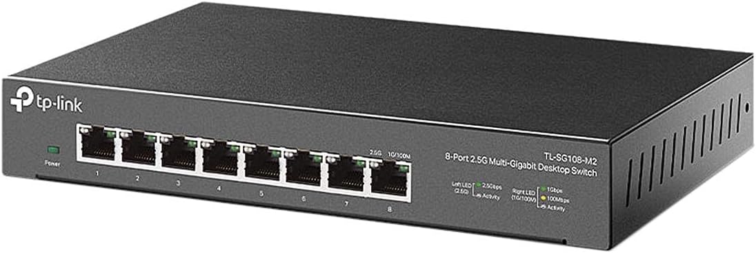 TP-Link TL-SG108-M2 | 8 Port Multi-Gigabit Unmanaged Network Switch, Ethernet Splitter | 2.5G Bandwidth | Plug & Play | Desktop/Wall-Mount | Fanless Metal Design