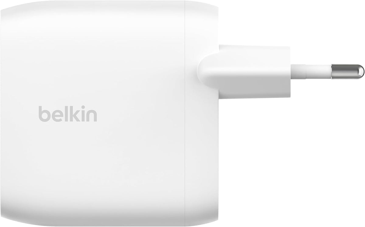 Belkin BoostCharge Dual USB-C Plug with PPS 60W for Apple iPhone, iPad, Samsung Galaxy, Google Pixel - Compatible w/USB-C to Lightning Cable & USB-C to USB-C - White