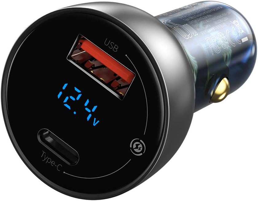Baseus Particular Digital Display QC + PPS Dual Quick Charger Car Charger 65W Silver — Silver