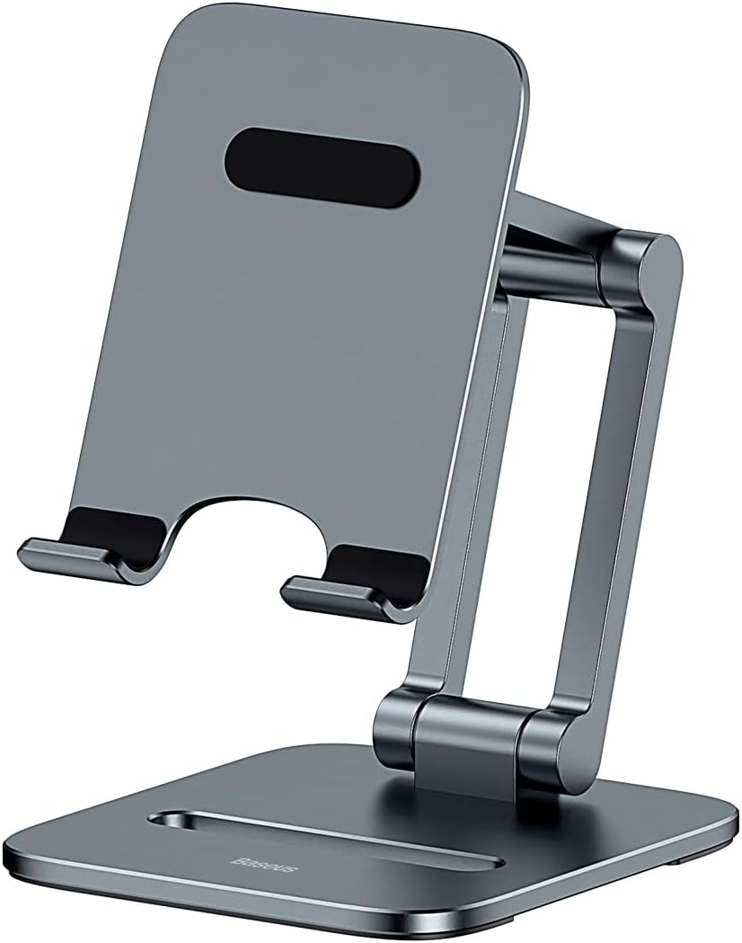 Baseus Metal Foldable Tablet Stand, Angle and Height Adjustable Phone Stand for Desk