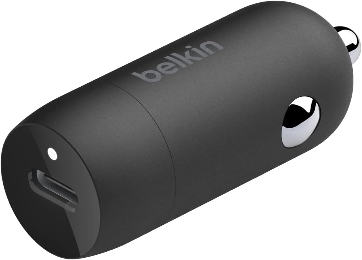 Belkin Fast Charge 30W Fast Car Charger, Compact Design with USB-C Power Delivery Port, USB Car Charger with Universal Compatibility for iPhone 16, 15, Samsung Galaxy S23, Note, Pixel and More - Black