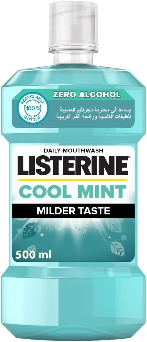 Listerine Cool Mint Milder Taste Mouthwash, 500 ml — front product image