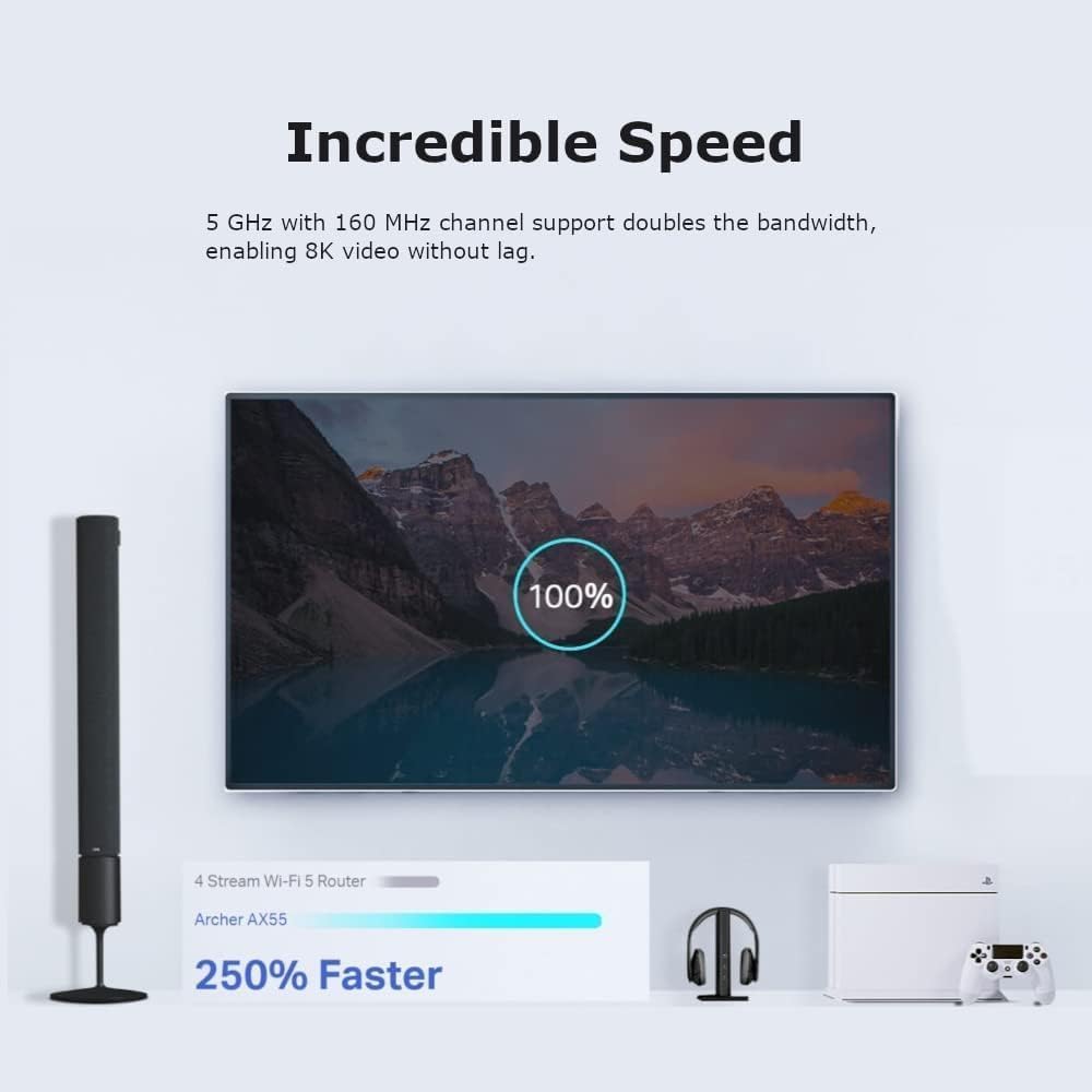 TP-Link Archer AX55 Next-Gen Wi-Fi 6 Router – AX3000 Mbps, Dual-Band Gigabit Wireless Router, OneMesh™ Supported, USB 3.0 Port, Ideal for Gaming & Streaming, Alexa Compatible