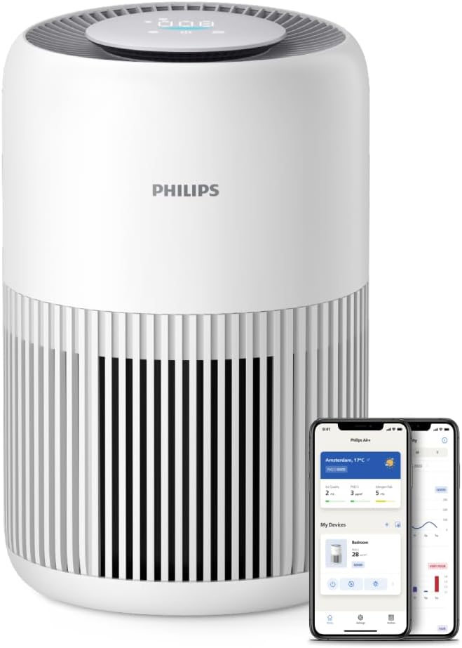 Philips AC3420/10 2-in-1 Air Purifier and Humidifier, 3400 Series, 78 m2, CADR 300m³/s, 3-Layer HEPA Filter, Remote Control with Air+ App — Arctic white