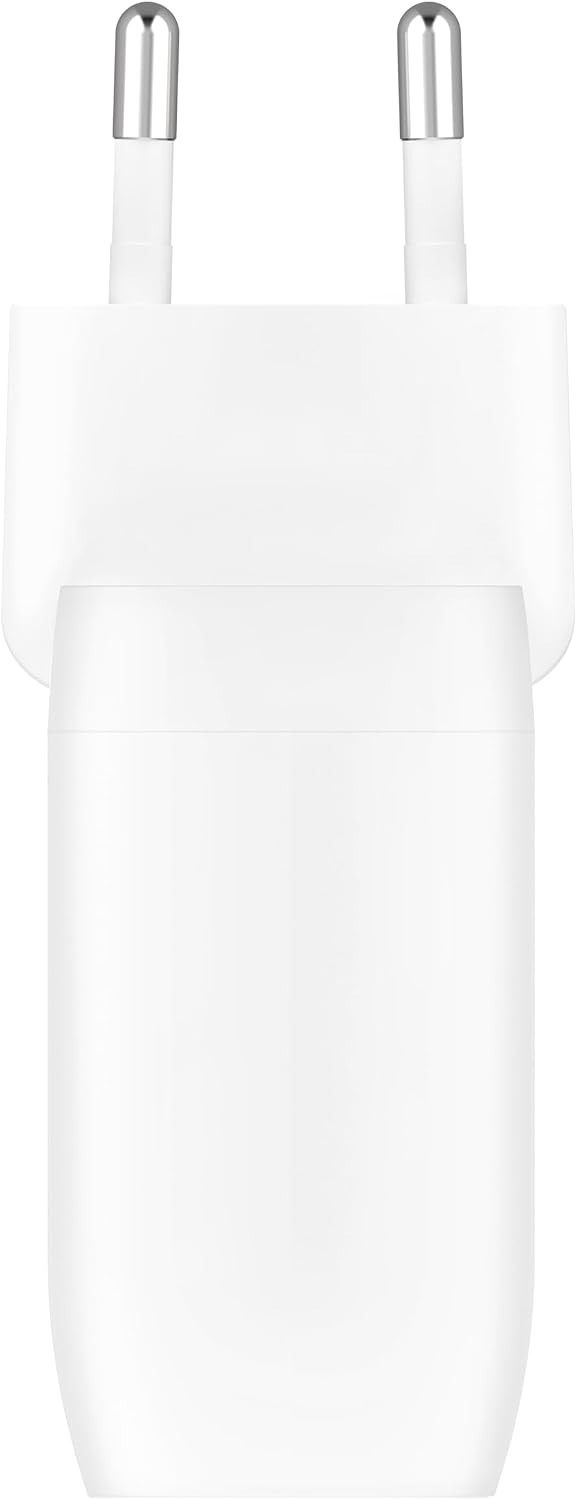 Belkin BoostCharge Dual USB-C Plug with PPS 60W for Apple iPhone, iPad, Samsung Galaxy, Google Pixel - Compatible w/USB-C to Lightning Cable & USB-C to USB-C - White