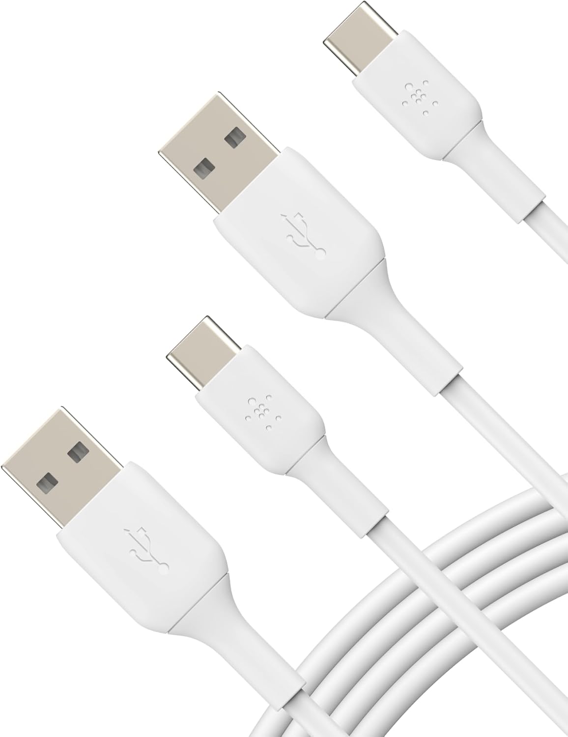 Belkin BoostCharge USB C charger cable, USB-C to USB-A cable, USB type C charging cable for iPhone 16, 15, Samsung Galaxy S24, S23, Google Pixel, iPad Pro, Nintendo Switch and more - 1m, 2pack, White