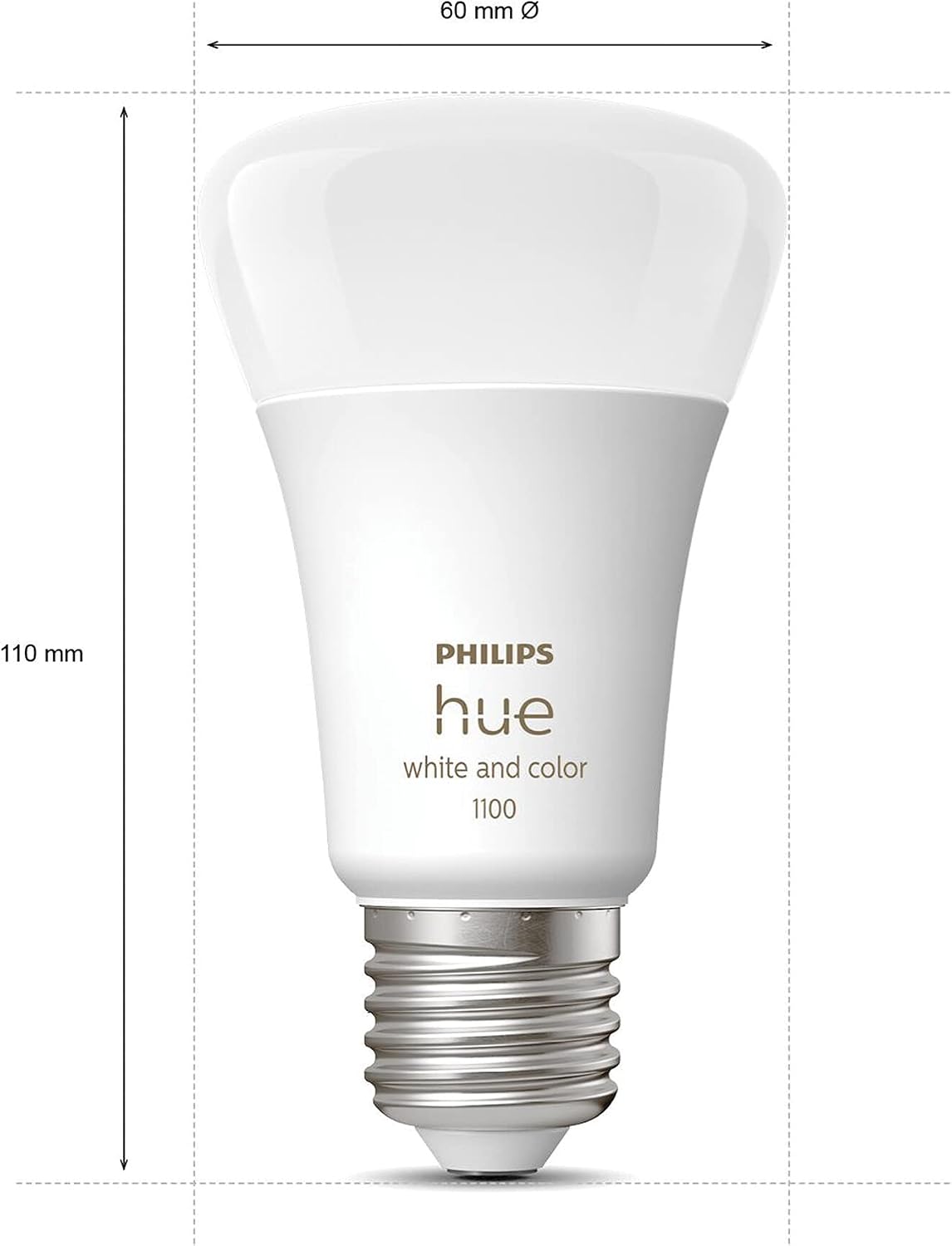 Philips Hue White & Colour Ambiance A60 E27 11W Smart LED Bulb,929002468801 — White and Colour Ambiance