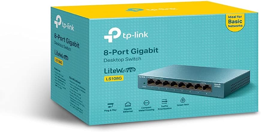 TP-Link LS108G | 8 Port Gigabit Ethernet Network Switch, Ethernet Splitter | Plug & Play