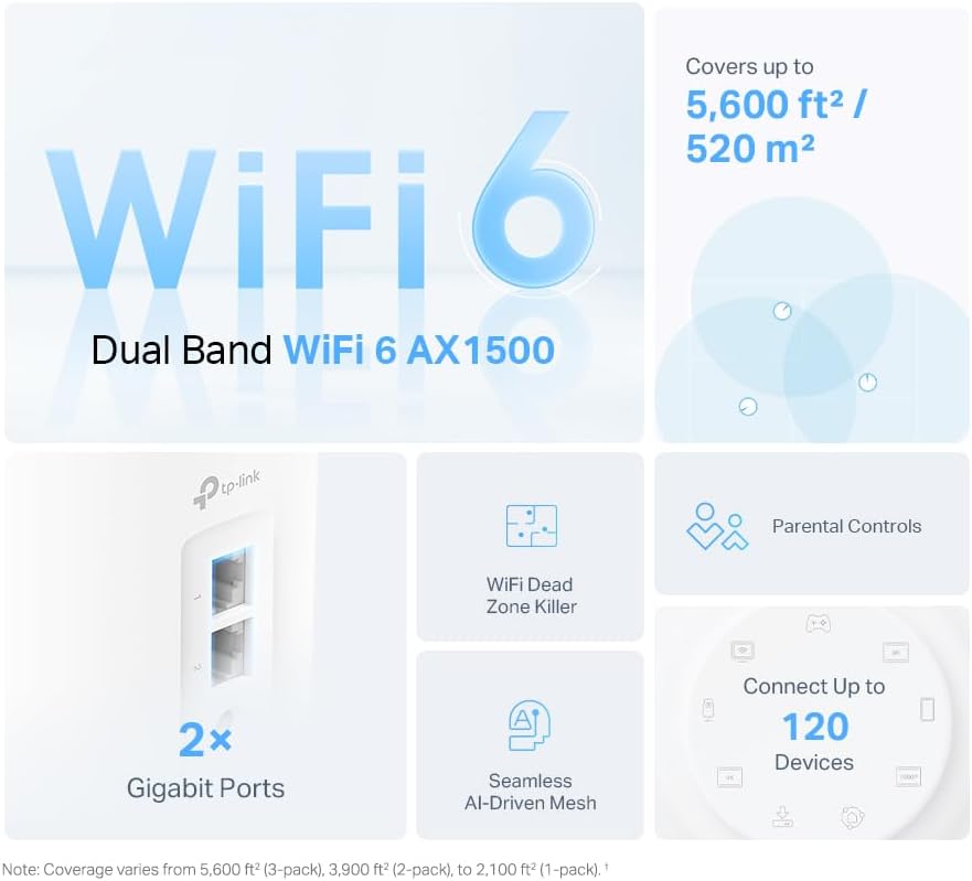 TP-Link Deco X10 AX1500 Mesh WiFi 6 System, WiFi Router, Whole Home Seamless Roaming, Voice Control with Alexa/Google, Personalize Parental Control, Wireless Extender Boost, OFDMA, MU-MIMO, Easy Setup