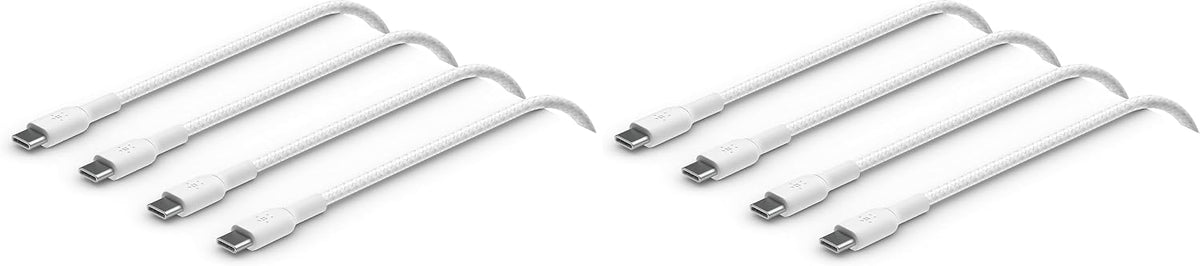 Belkin BoostCharge braided USB C to fast charger cable, USB type C charger cable fast charging for iPhone 16, 15, Samsung Galaxy S24, S23, Pixel, iPad, MacBook, Nintendo and more - 2m, 2pack, White