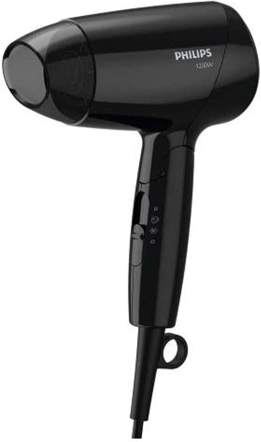 Philips Dryer Compact BHC010/13 — 1200W — DC Motor dryer — ThermoProtect and CoolShot features — Foldable handle — 3 speed settings — Black