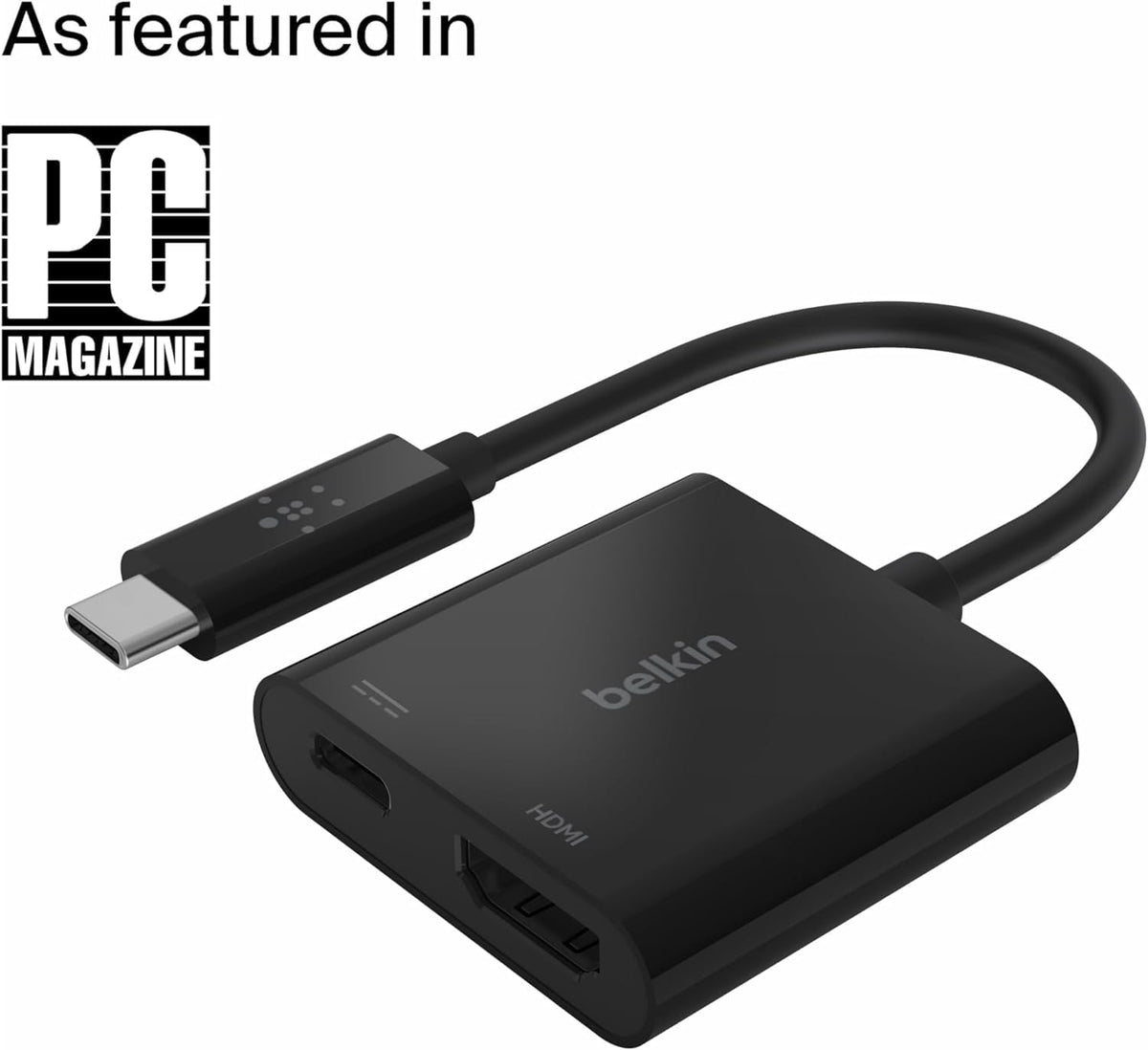 Belkin USB-C to HDMI Adapter + Charge (Supports 4K UHD Video, Passthrough Power up to 60W for Connected Devices) MacBook Pro HDMI Adapter