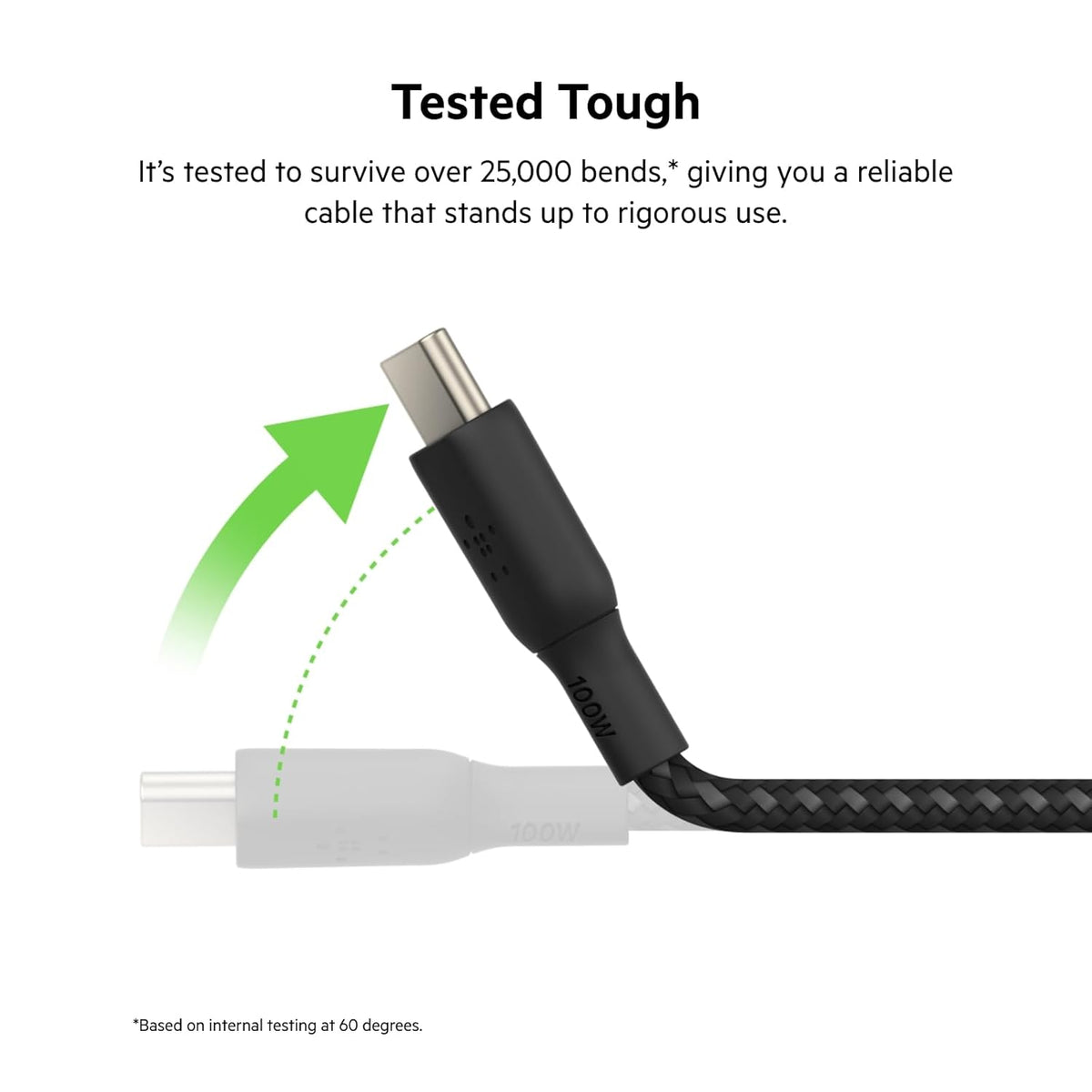 Belkin USB Type C to C Cable, 100W Power Delivery USB-IF Certified 2.0 USB C Charger Cable with Double Braided Nylon Exterior for iPhone 16, 15, iPad, MacBook, Galaxy, Pixel and More -2 m, black