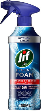 JIF Hygienic Foam Spray, Kitchen, Powered by Bleach, 450ml — front product image