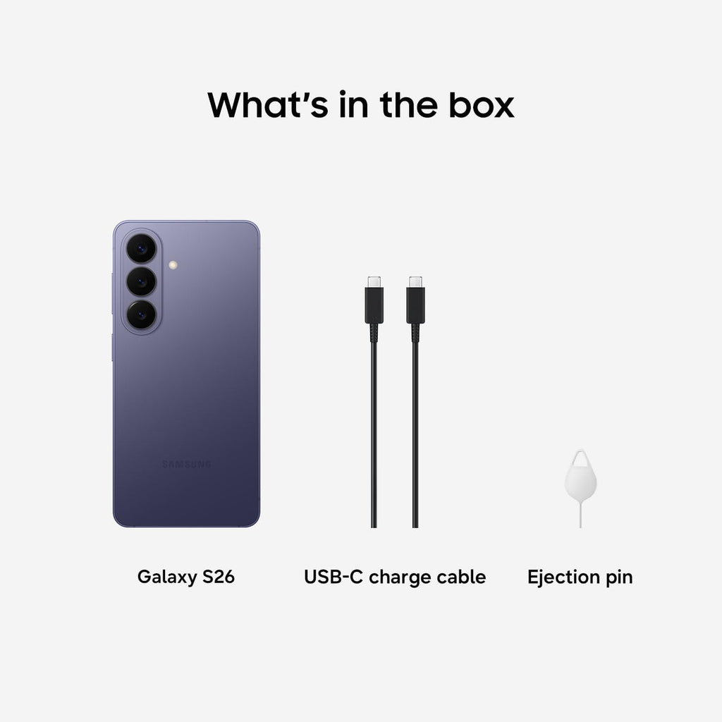Samsung Galaxy S26, Unlocked Android Smartphone, 256GB, Powerful Processor, Galaxy AI, Immersive Viewing, Durable Battery, 2026, International Version, Cobalt Violet