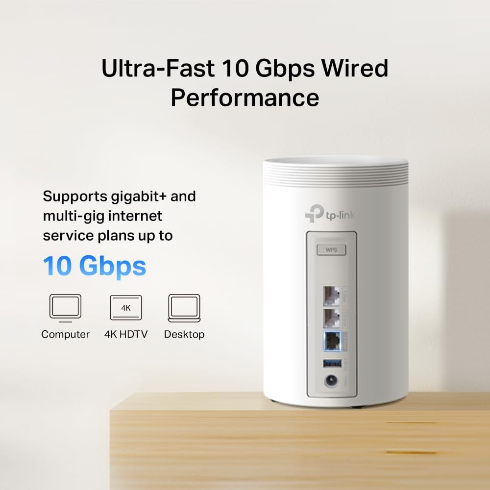 TP-Link BE14000 Tri-Band Whole Home Mesh WiFi 7 System|8-Stream 14 Gbps Tri-Band WiFi|Wireless and Wired Combined Backhaul|Multi-Link Operation|TP-Link HomeShield - Deco BE68(1Pack)