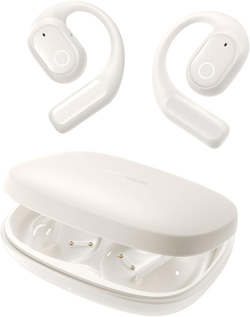 Baseus Eli 10i Fit Open-Ear Earphones with Ear Hooks Wireless Bluetooth 5.4 IP54 Waterproof Air Conduction Sports Earbuds Sweatproof Secure Fit Running, Gym — Eli-10i — White