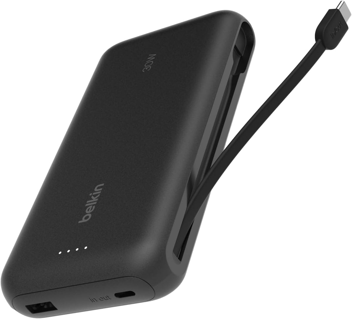 Belkin BoostCharge 20000mAh Power Bank with Integrated USB-C Cable - Black