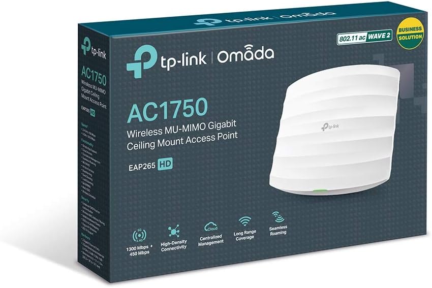 TP-Link EAP265 HD | Omada Enterprise AC1750 Gigabit Wireless Access Point for High-Density Deployment | Support Mesh, Seamless Roaming & MU-MIMO | PoE Powered | SDN Integrated, Cloud Access &Omada App