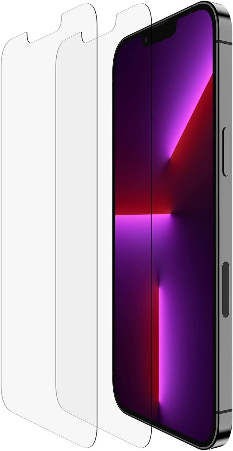 Belkin Iphone 13 Pro Max 2-Pack Screen Protector Temperedglass, Easy Application Bubble Free With Included Guide Stickers