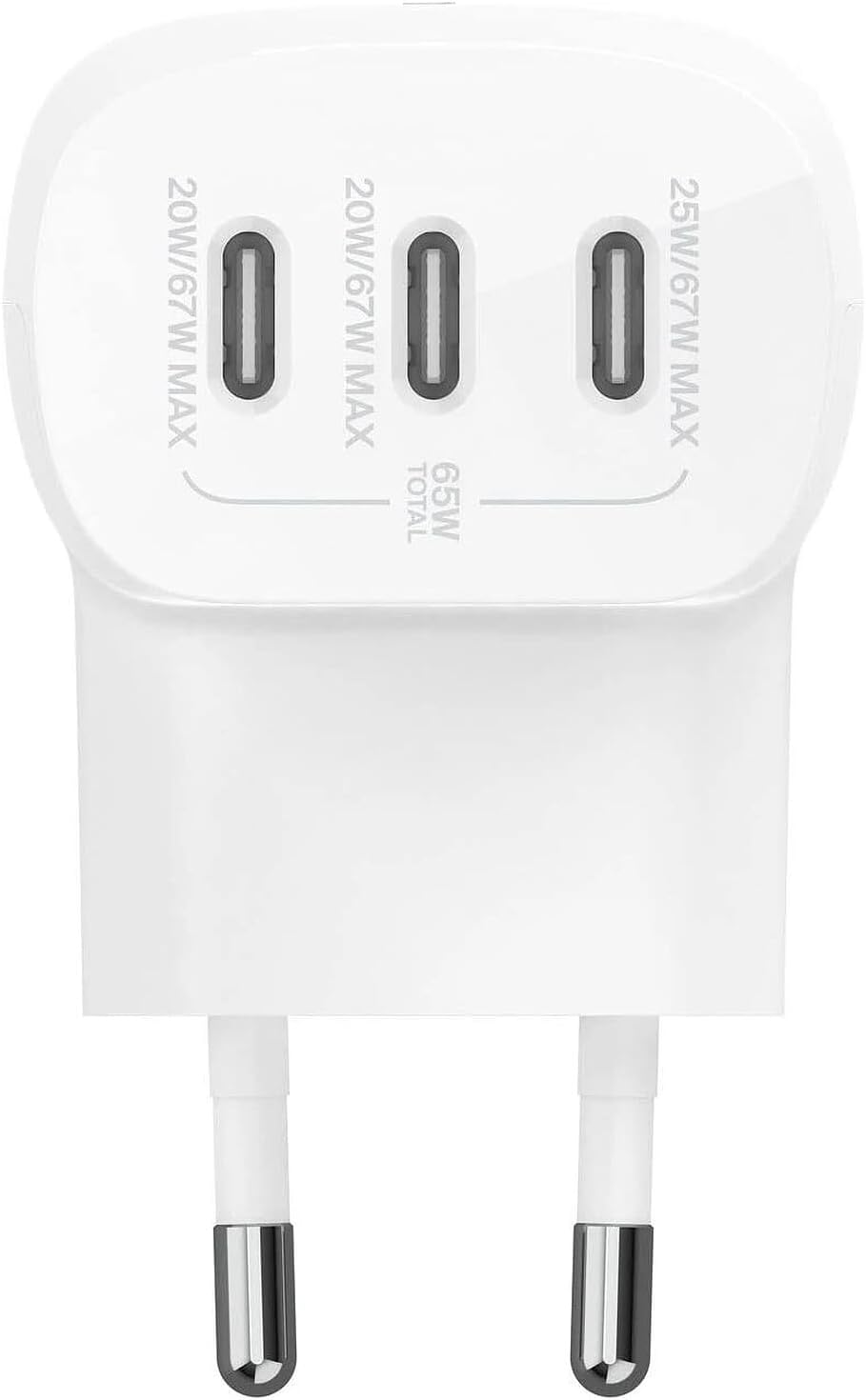 Belkin BoostCharge 3-Port USB-C Wall Charger with PPS 67W, USB-C PD 3.1 Enabled Fast Charging iPhone Charger for iPhone 16 Series, MacBook Pro, AirPods, Galaxy, and more, USB-C to USB-C cable included