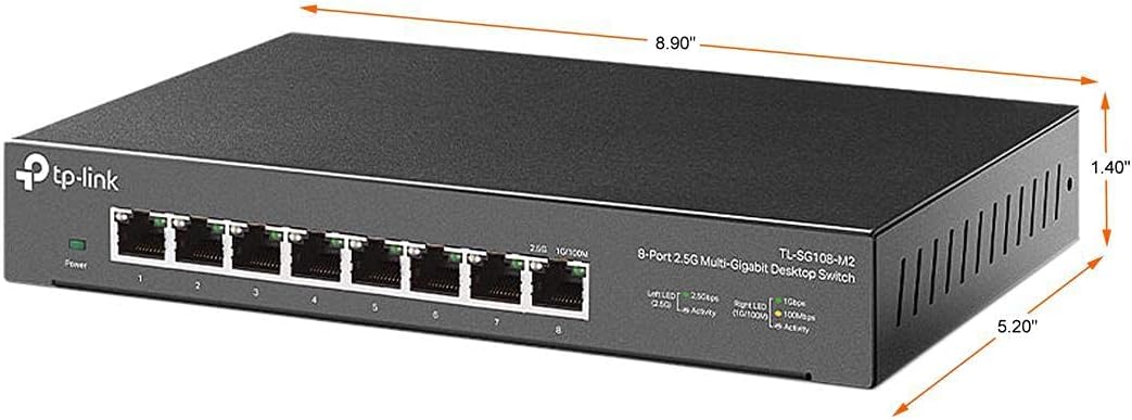 TP-Link TL-SG108-M2 | 8 Port Multi-Gigabit Unmanaged Network Switch, Ethernet Splitter | 2.5G Bandwidth | Plug & Play | Desktop/Wall-Mount | Fanless Metal Design