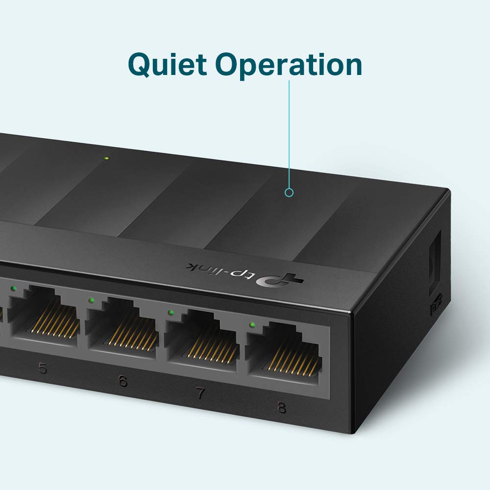 TP-Link LS1008G 8-Port Desktop/Wallmount Gigabit Ethernet Switch/Hub, Ethernet Splitter, Plug & Play, Desktop, Plastic Case