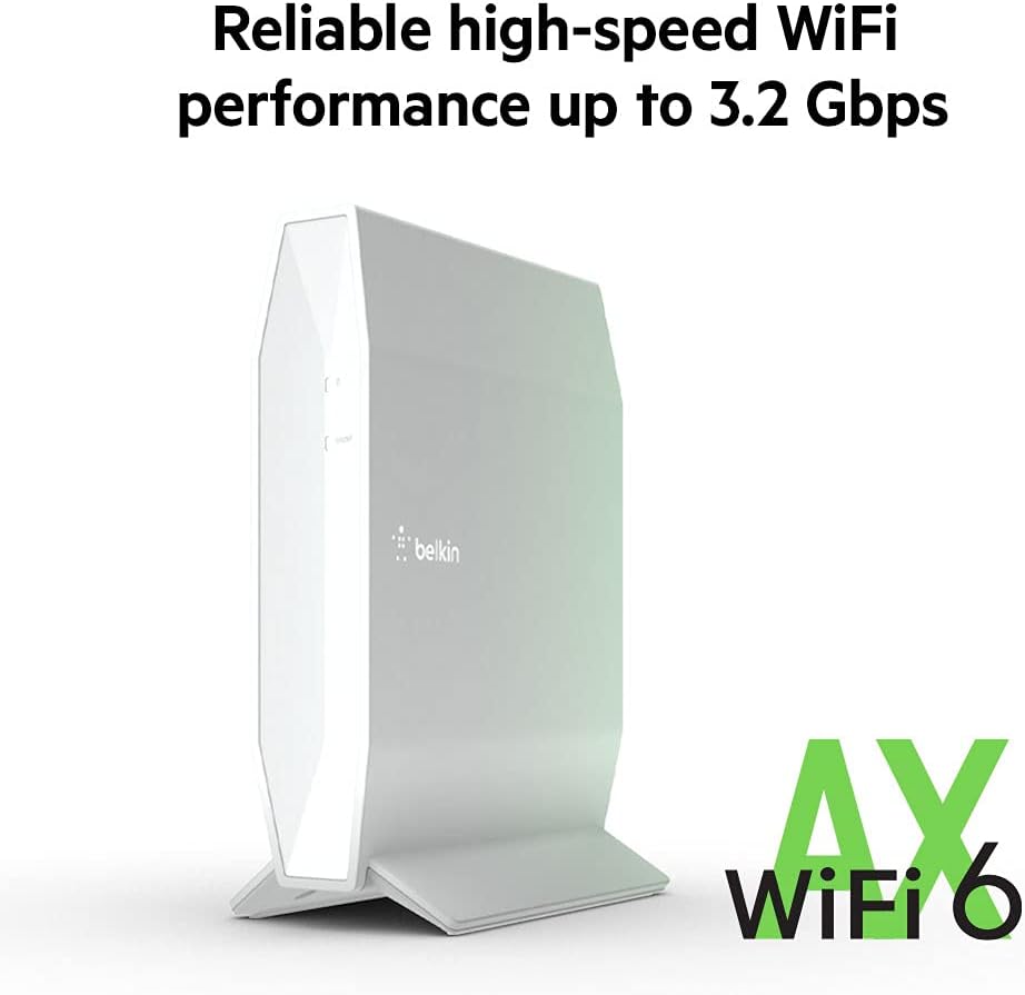 Belkin RT3200 WiFi 6 Router (AX3200, Fast Wireless Dual-Band for Streaming and Gaming, Parental Controls, 4 Gigabit Ethernet Ports)