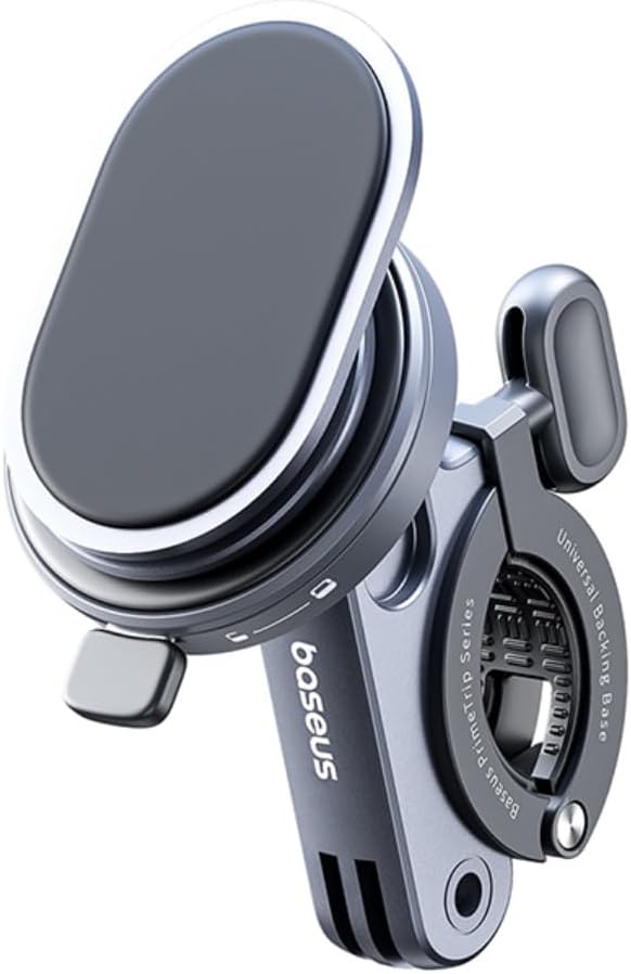Baseus PrimeTrip 2-in-1 Magnetic Bike Phone Holder, 360° Rotatable Stick-On Mount & Ring Stand, Universal Handlebar Fit (20-35mm) for Bicycle, Motorcycle, E-Bike (Black) — Stick-On Grip — Black
