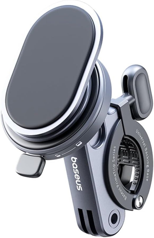 Baseus PrimeTrip 2-in-1 Magnetic Bike Phone Holder, 360° Rotatable Stick-On Mount & Ring Stand, Universal Handlebar Fit (20-35mm) for Bicycle, Motorcycle, E-Bike (Black) — Stick-On Grip