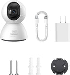 Baseus Security P1 Indoor Camera, 3K 4MP WiFi Camera with App Control, Night Vision, Motion Detection, 2-Way Audio, Pan Tilt, Baby Monitor, Alexa/Google Support — White