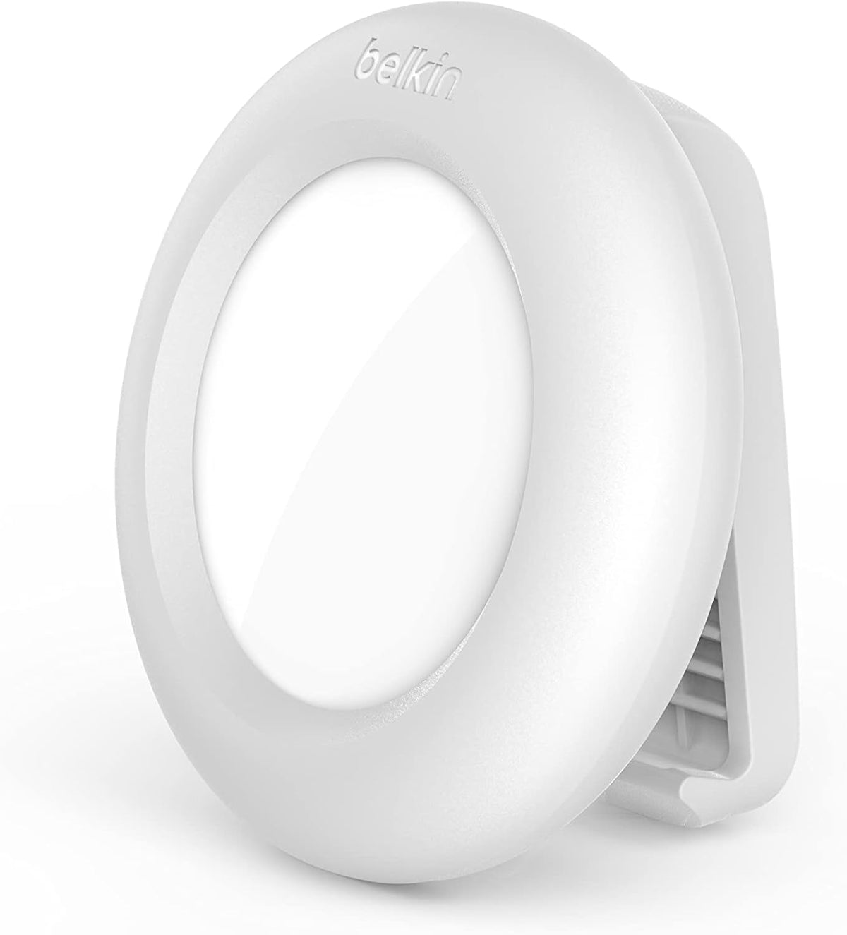 Belkin AirTag Case with Clip, Secure Holder Protective Cover Key Chain, Key Ring for Apple AirTag with Scratch Resistance Accessory – White