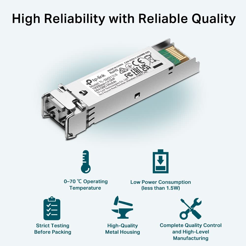 TP-Link MiniGBIC Module, IEEE 802.3z, CSMA/CD, TCP/IP, 1310nm Wave Length, 3.3V Power Supply, 9/125 um Single-mode (SM311LS)