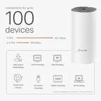 TP-Link Deco E4 Whole Home Mesh Wi-Fi System, Seamless and Speedy (AC1200), 2×100Mbps Ethernet Ports, Work with Amazon Echo/Alexa, Router and WiFi Booster Replacement, Parent Control, Pack of 3