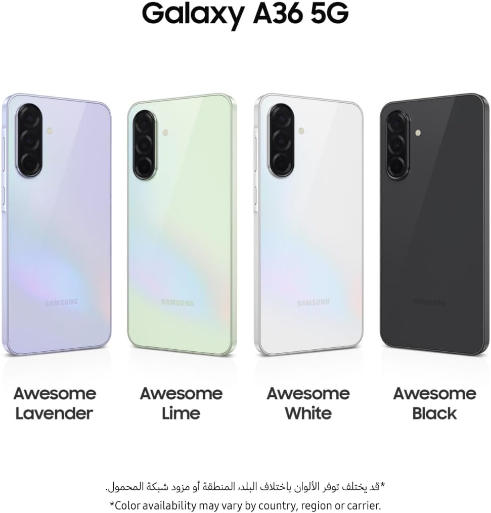 Samsung Galaxy A36 5G, Android Smartphone, 128GB Storage, 8GB RAM, Awesome Lime, 6x OS Upgrades, Large Display, Octa-Core Processor (UAE Version)