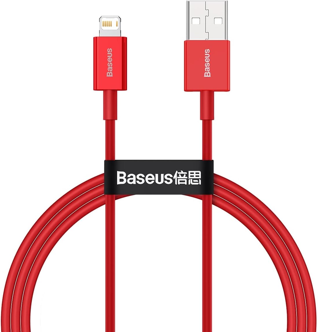 Baseus Superior Series PD 2.4A USB to Lightning Fast Charging Cable, High-Speed 480Mbps Data Transfer Cable — 1 Meters — Red