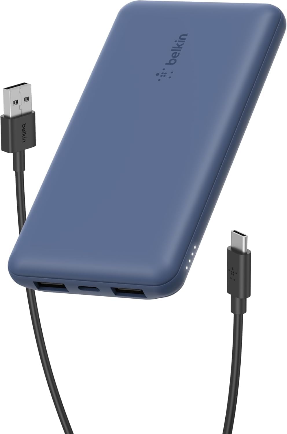 Belkin 10000mAh portable power bank, 10K USB-C portable charger with 1 USB-C port and 2 USB-A ports, battery pack for up to 15W charging for iPhone, Samsung Galaxy, AirPods, iPad, and more – Blue