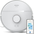 Philips HomeRun 2000 series: 2-in-1 Robot vacuum and mop with 2700 Pa suction & 130 min runtime, laser navigation, carpet boost, app-controlled, White (XU2000/20) — Midnight Blue